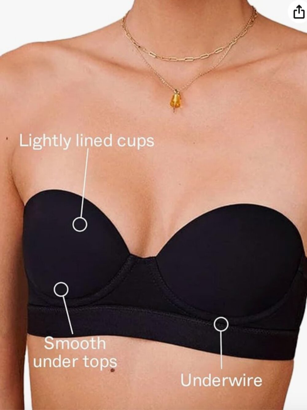 NWT We Are Pepper Boost Lift Up Strapless Bra Black 32A